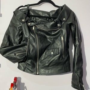 Off the Shoulder Leather Jacket